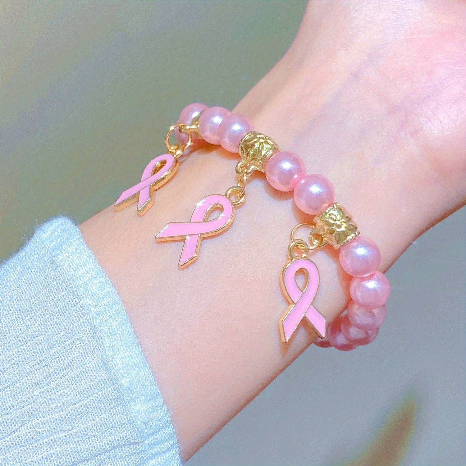 Women's Pink Beaded Bracelet, Elegant Everyday Wear